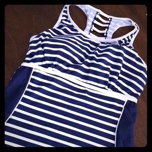 Active Striped Racerback Tankini and Swim Briefs